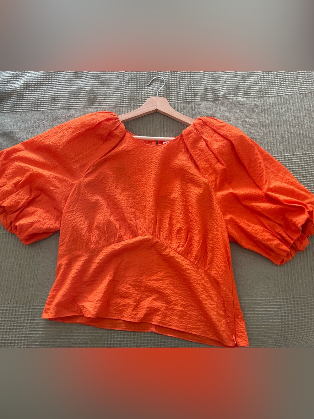 Frame Denim Orange Puff Sleeve Blouse